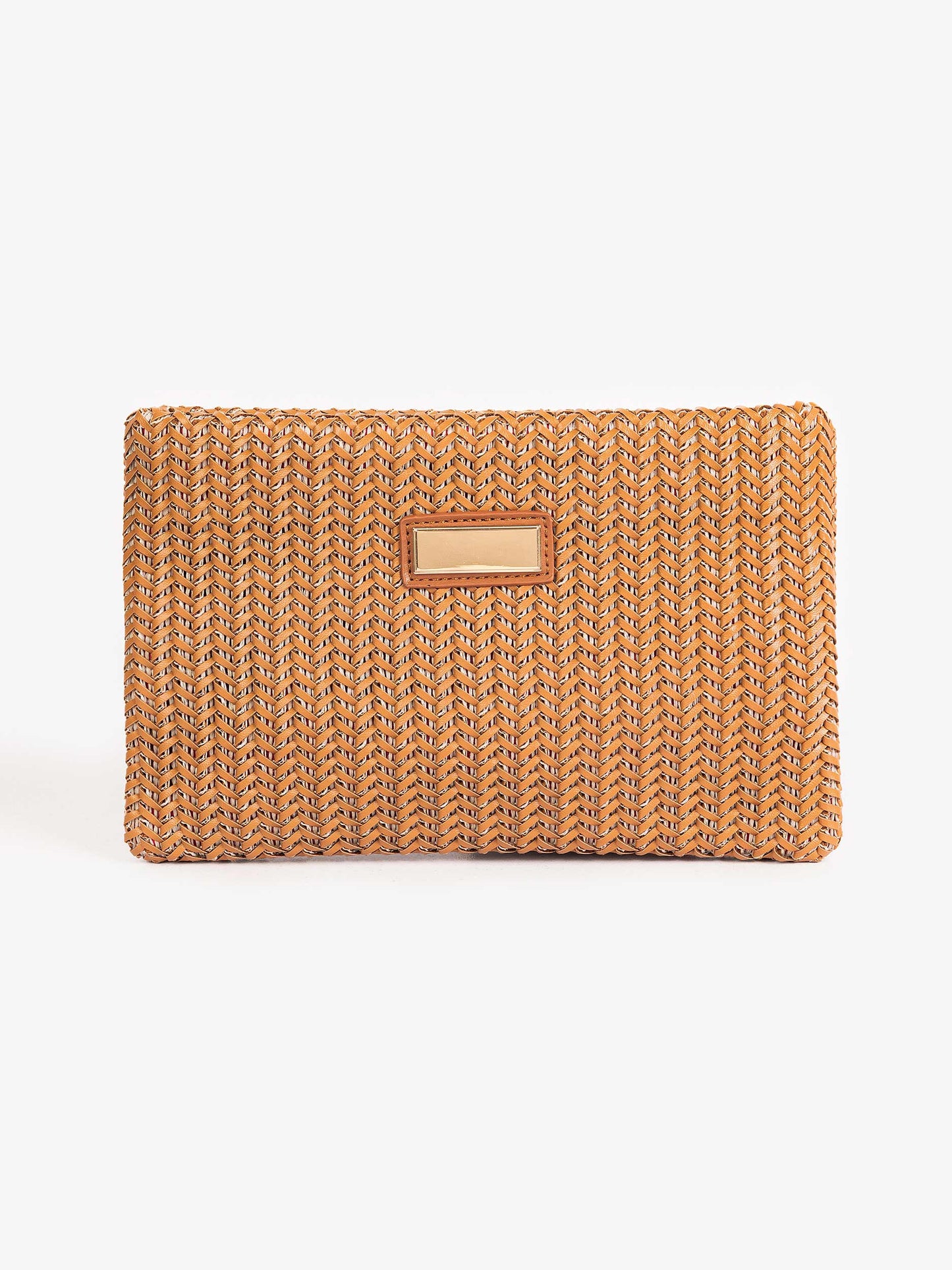 Rust Braided Clutch with Chain Strap