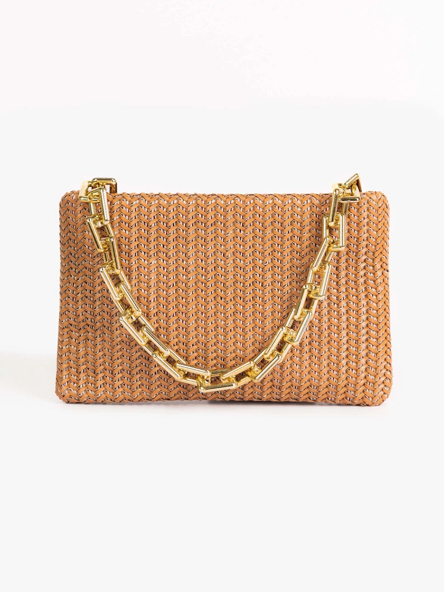 Rust Braided Clutch with Chain Strap