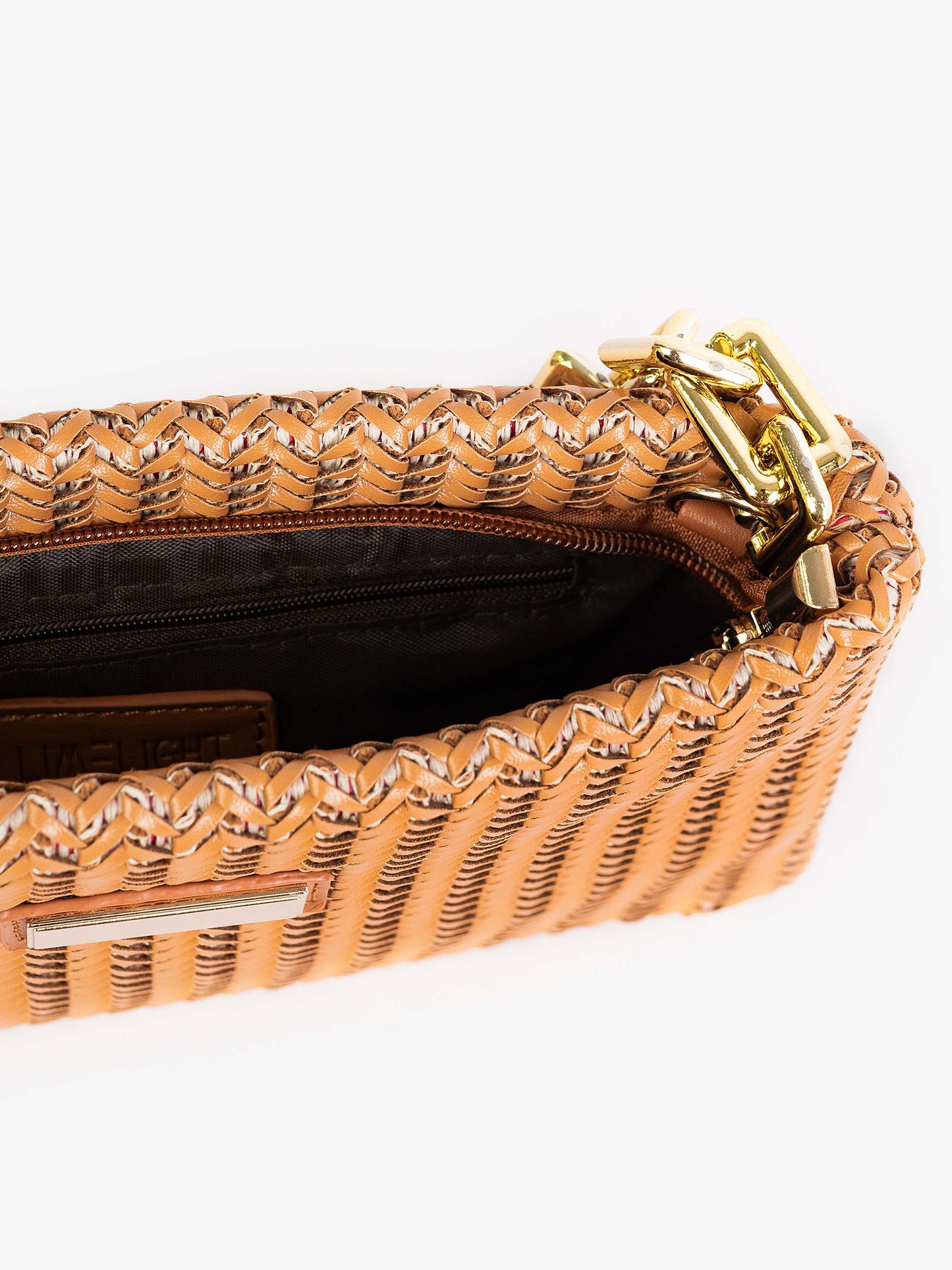Rust Braided Clutch with Chain Strap