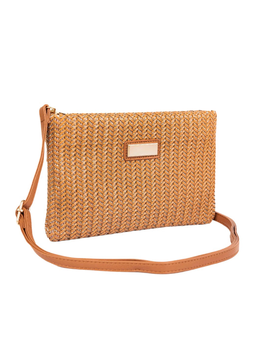Rust Braided Clutch with Chain Strap